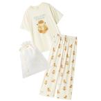 パジャマ ルームウェア 「ラッピング済み」ドッグワンポイントTシャツ＆ロングパンツSET レディース