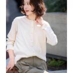 カーディガン 強撚フライスパールボタンカーディガン レディース