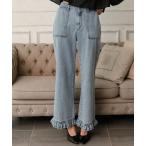 パンツ フリルヘムデニム レディース