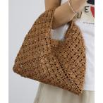 ハンドバッグ 「African Square（アフリカンスクエアー）」ラフィアバッグ平底パッチワーク扇