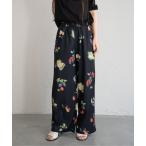 パンツ フルーツ柄プリント ワイドパンツ レディース