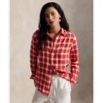 ブラウス シャツ クラシック フィット チェック リネン シャツ レディース