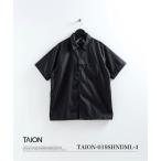  рубашка [TAION(ta ион )][ унисекс ] non down милитари кнопка разрез половина рукав рубашка мужской женский 