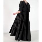 「junoah」 半袖ワンピース MEDIUM ブラック レディース