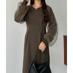 「callautia」 長袖ワンピース SMALL ブラウン レディース