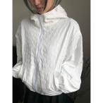 マウンテンパーカー ウインドブレーカー フラワー柄エンボス裾ドロストフード付きジャケット レディース