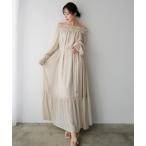 ワンピース シフォンオフショルダーフレアワンピース