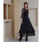 「RUIRUE BOUTIQUE」 7分袖ワンピース LL ブラック レディース