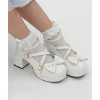 パンプス 梯子レーススカラップパンプス