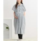 マタニティ マタニティウェア　フレア袖ワンピースパジャマ上下セット