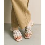 サンダル フラワーカットワークミュールサンダル レディース