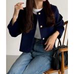 「callautia」 ノーカラージャケット MEDIUM ネイビー レディース