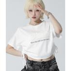 tシャツ ワッペンロゴ サイドギャザ