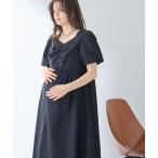 マタニティ バルーン袖 ギャザーワンピース / UVカット（マタニティ・授乳服 産前産後）サイドファスナー 授乳口付き マタニティワンピース