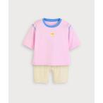 セットアップ 「シームレス」「セットアップ」配色7分袖トップス＆パンツ キッズ 子供服 男の子 女の子