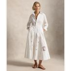 シャツワンピース コットン アイレット シャツドレス