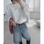 ショッピングパッチワーク tシャツ クルーネックパフスリーブパッチワークスウェットトップス レディース