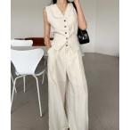セットアップ ベスト＆ワイドパンツセットアップ レディース