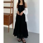 「callautia」 キャミソールワンピース MEDIUM ブラック レディース