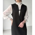 「junoah」 ノースリーブワンピース MEDIUM チャコール レディース