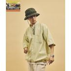 シャツ タイプライター スピンドル バンドカラー ショートスリーブシャツ/裾ドローコード メンズ