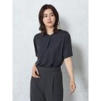 tシャツ 「ひんやり接触冷感」ソフトブラウス　Vネックタック　オフホワイト/サックス/ネイビー レディース