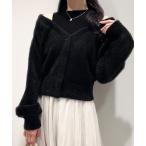 「junoah」 ニットカーディガン MEDIUM ブラック レディース