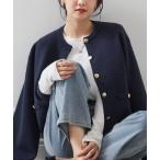 「RANAN」 ニットカーディガン LL ネイビー レディース