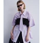 ブラウス シャツ 「PRE-ORDER」Half-Sleeve Over Tie Shirt/ハーフスリーブオーバーネクタイシャツ レディース メンズ