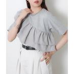tシャツ 汗染み防止加工フリル半袖Tシャツ レディース