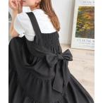 ワンピース ふわっと華やか、後ろ姿まで美しく。バックリボンティアードワンピース
