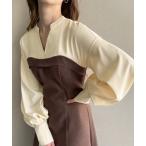 「junoah」 ドッキングワンピース MEDIUM ブラウン レディース
