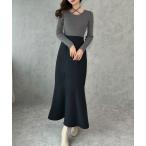 「junoah」 ドッキングワンピース MEDIUM チャコール レディース