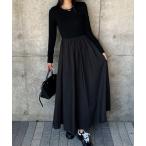 「junoah」 ドッキングワンピース MEDIUM ブラック レディース