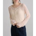 tシャツ 「apres jour clair」プレート付きレーストップス レディース