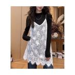  топ [Bls] [ZL][Bling Leads] кружево вязание Layered топ 