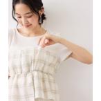 tシャツ チェック＆無地ビスチェドッキング半袖プルオーバー/イージーケア レディース