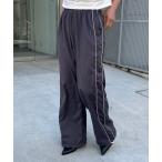  брюки-карго боковой трубчатая обводка нейлон атлас широкий брюки женский 