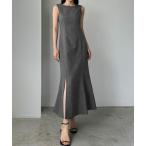 「Louere」 ノースリーブワンピース MEDIUM グレー レディース