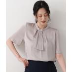 「NATURAL BEAUTY BASIC」 半袖ブラウス SMALL グレイッシュベージュ レディース
