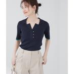 「N.（N. Natural Beauty Basic）」 半袖ニット MEDIUM ネイビー レディース