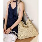 かごバッグ カゴバッグ ペーパーブレード ジャガード編みショルダーバッグ