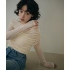 tシャツ sheer side gather drape tops /シアーサイドギャザードレープトップス レディース