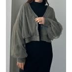「Louere」 ニットカーディガン MEDIUM チャコール レディース