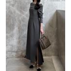 「junoah」 長袖ワンピース SMALL チャコール レディース
