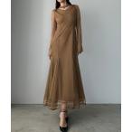 「Louere」 長袖ワンピース X-LARGE ダークベージュ レディース