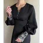 「junoah」 長袖ワンピース MEDIUM ブラック レディース