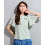 tシャツ 「接触冷感/綿100%」リボンワッペンフレア袖カットソー レディース