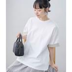 tシャツ 袖裏配色 ロゴ刺繍Tシャツ レディース