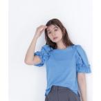 tシャツ フリルスリーブドッキングカットソー レディース